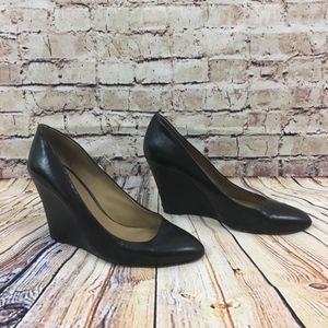 Ann Taylor Leather Wedge Work Shoe Black 8.5